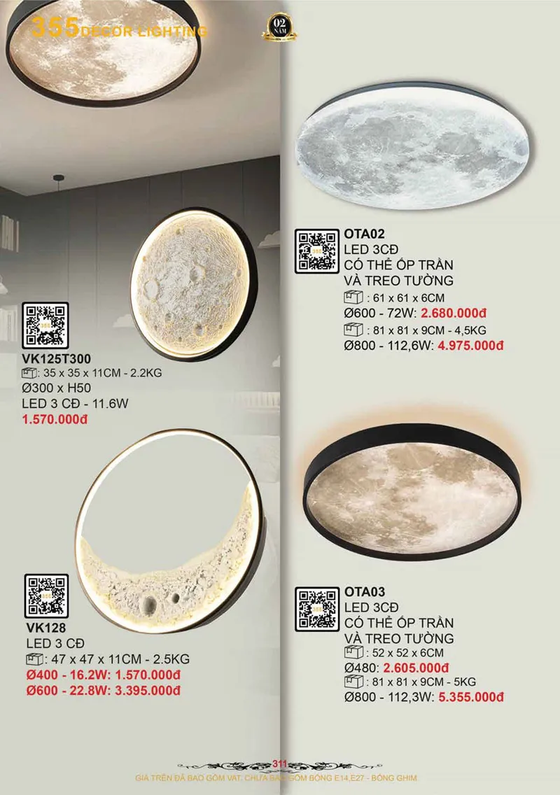 Catalogue Đèn Trang Trí 355 Decor 2026 - Trang 312)