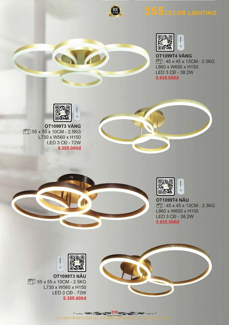 Catalogue Đèn Trang Trí 355 Decor 2026 - Trang 317)