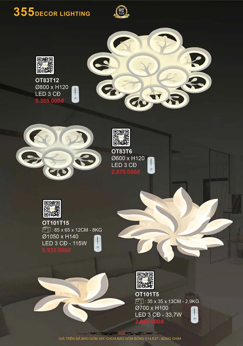 Catalogue Đèn Trang Trí 355 Decor 2026 - Trang 322)