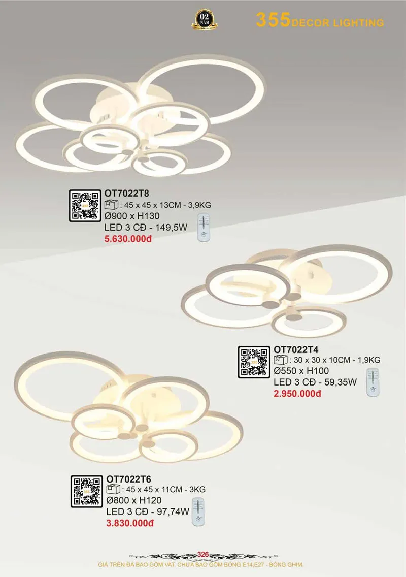 Catalogue Đèn Trang Trí 355 Decor 2026 - Trang 327)