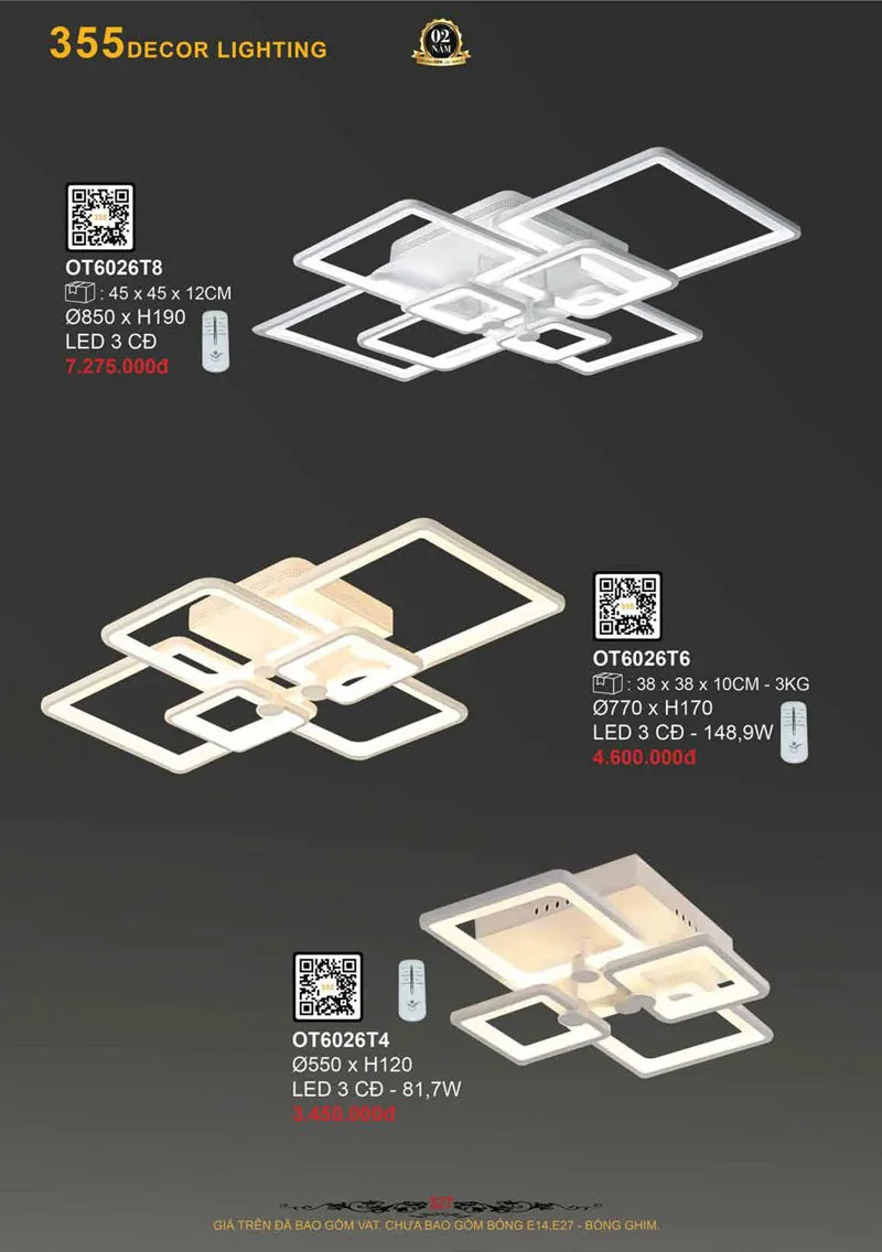 Catalogue Đèn Trang Trí 355 Decor 2026 - Trang 328)