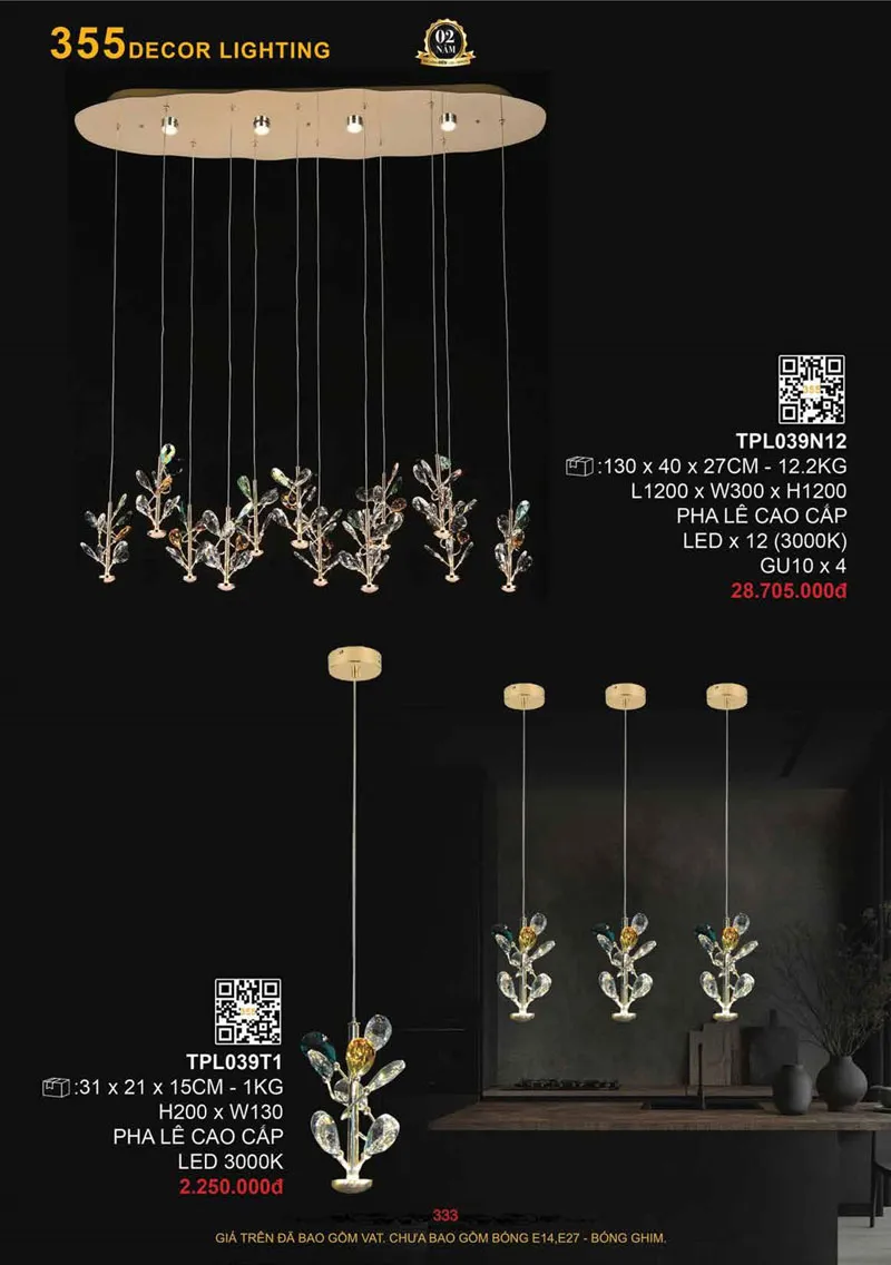 Catalogue Đèn Trang Trí 355 Decor 2026 - Trang 334)
