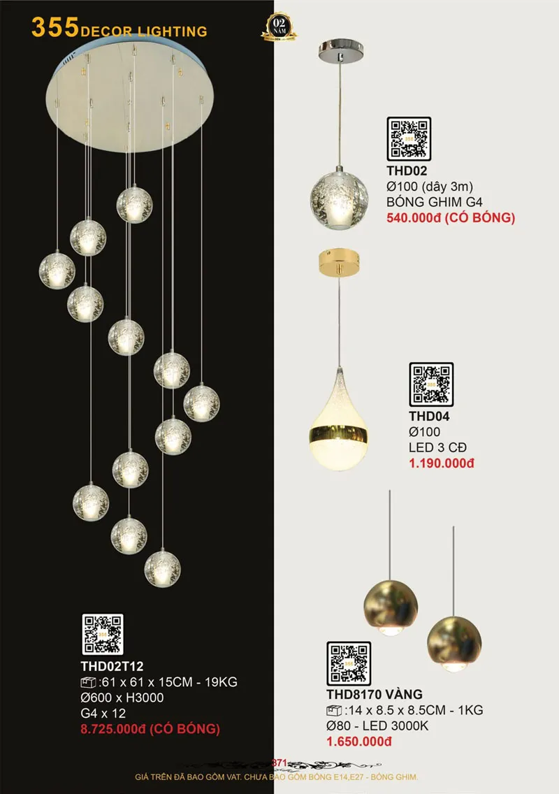 Catalogue Đèn Trang Trí 355 Decor 2026 - Trang 372)