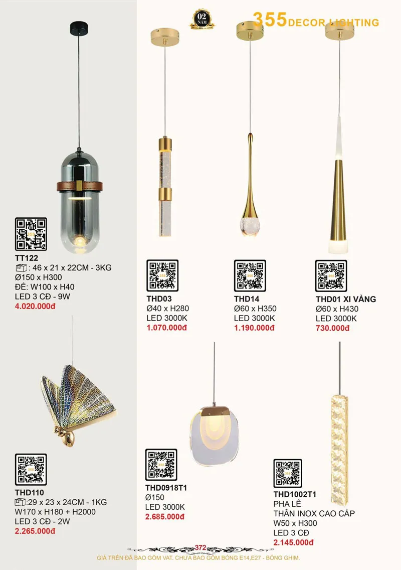 Catalogue Đèn Trang Trí 355 Decor 2026 - Trang 373)