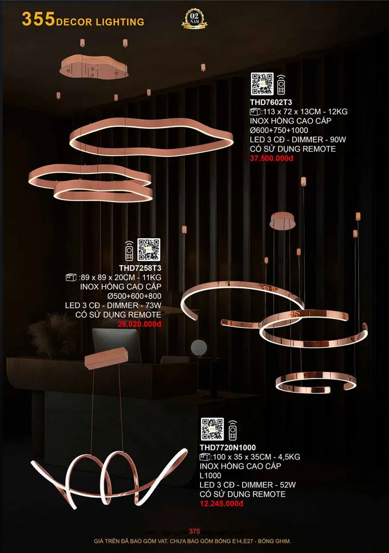 Catalogue Đèn Trang Trí 355 Decor 2026 - Trang 376)