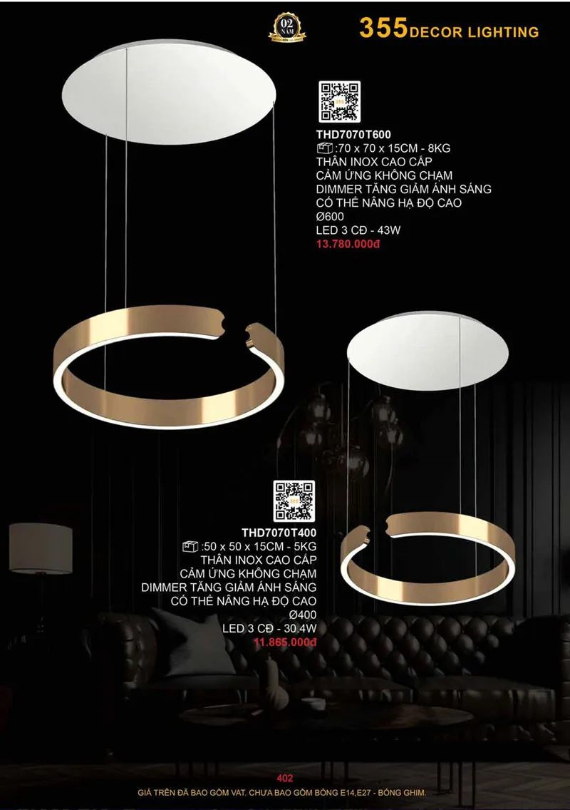 Catalogue Đèn Trang Trí 355 Decor 2026 - Trang 404)