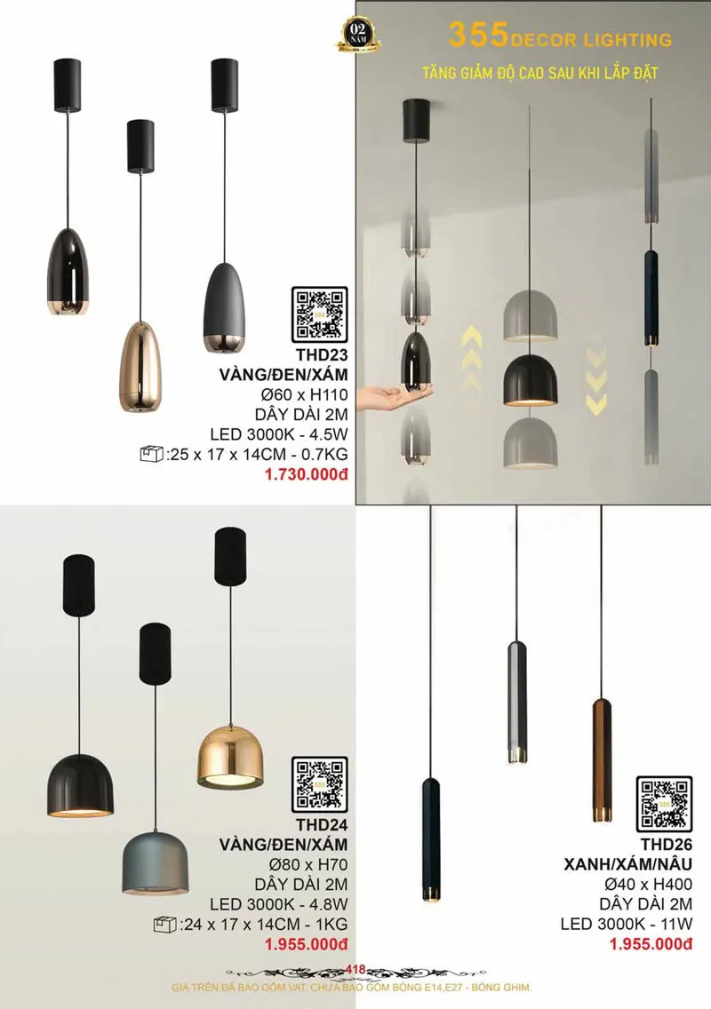 Catalogue Đèn Trang Trí 355 Decor 2026 - Trang 419)