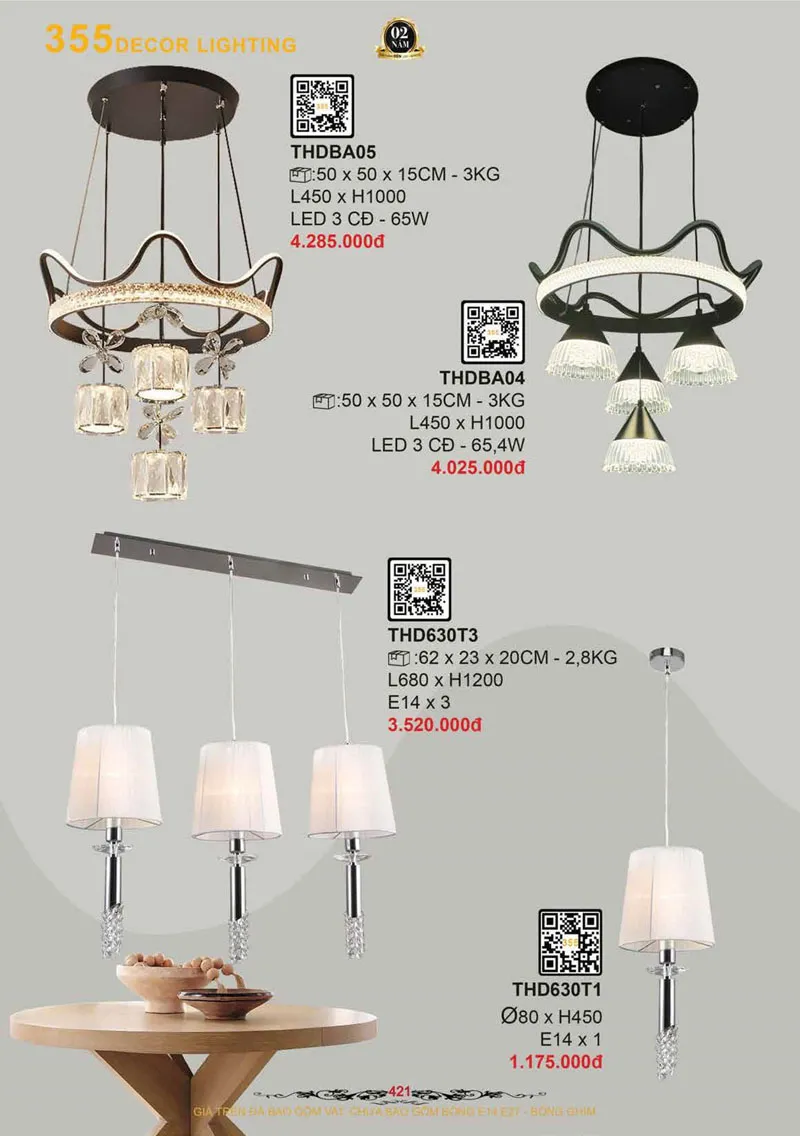 Catalogue Đèn Trang Trí 355 Decor 2026 - Trang 422)