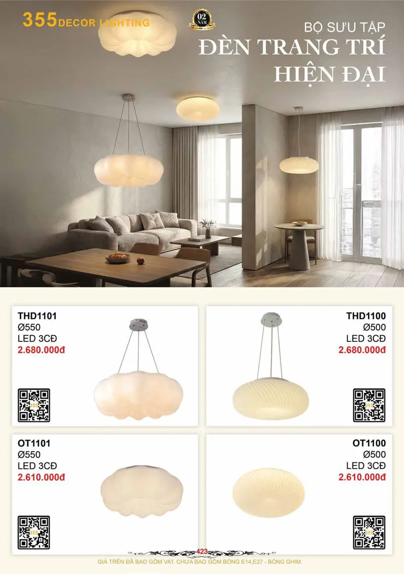 Catalogue Đèn Trang Trí 355 Decor 2026 - Trang 424)