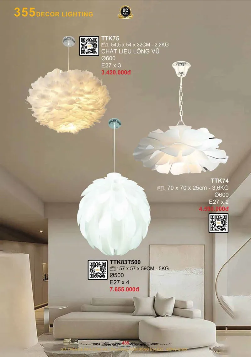 Catalogue Đèn Trang Trí 355 Decor 2026 - Trang 436)