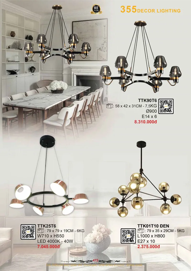 Catalogue Đèn Trang Trí 355 Decor 2026 - Trang 473)