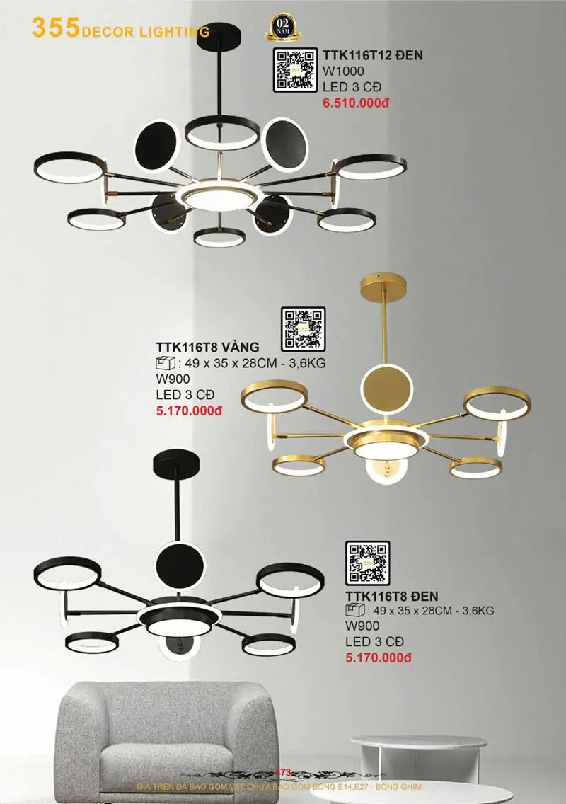 Catalogue Đèn Trang Trí 355 Decor 2026 - Trang 474)