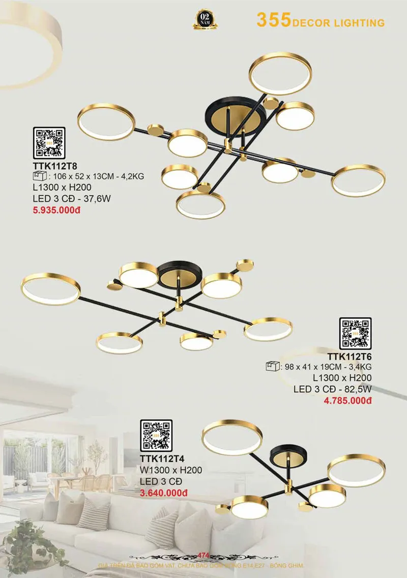 Catalogue Đèn Trang Trí 355 Decor 2026 - Trang 475)