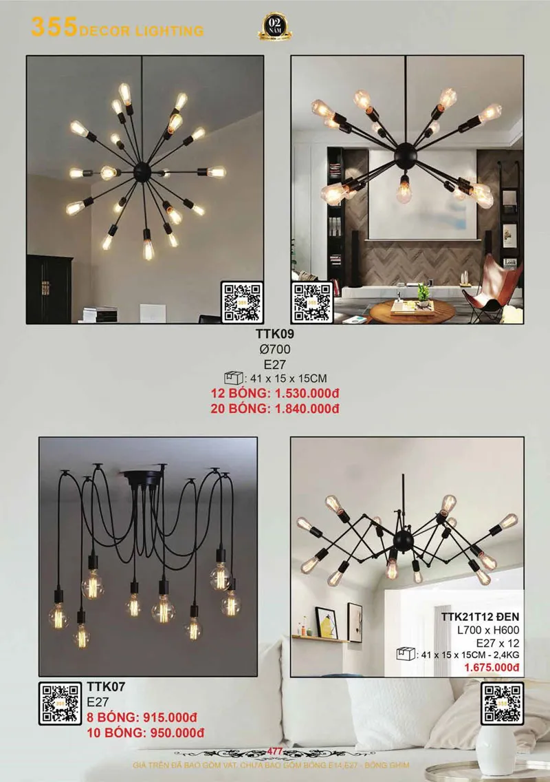 Catalogue Đèn Trang Trí 355 Decor 2026 - Trang 478)