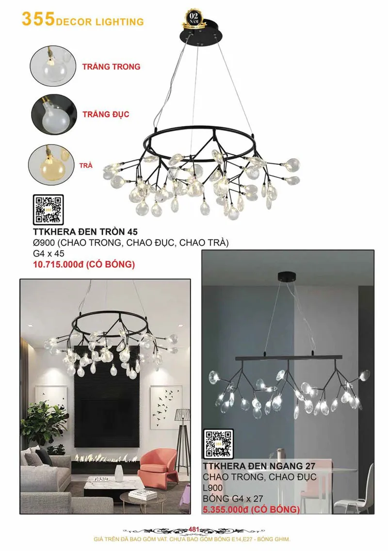 Catalogue Đèn Trang Trí 355 Decor 2026 - Trang 482)
