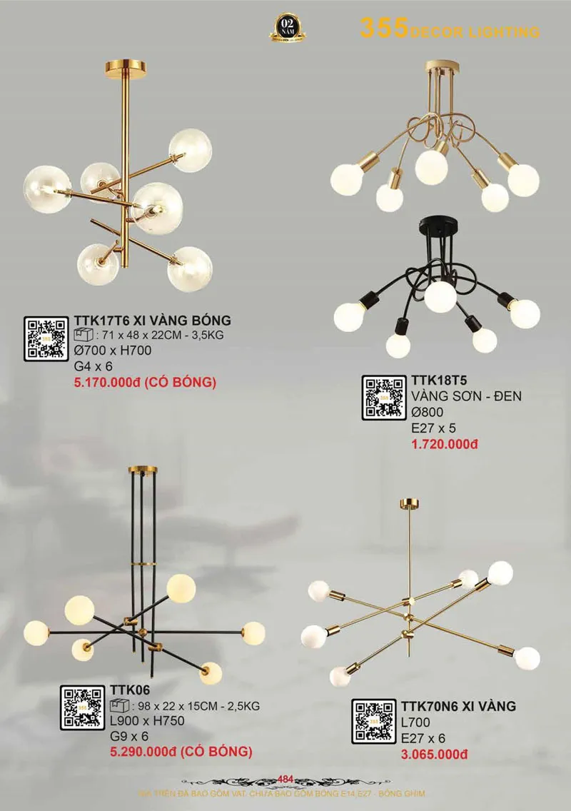 Catalogue Đèn Trang Trí 355 Decor 2026 - Trang 485)