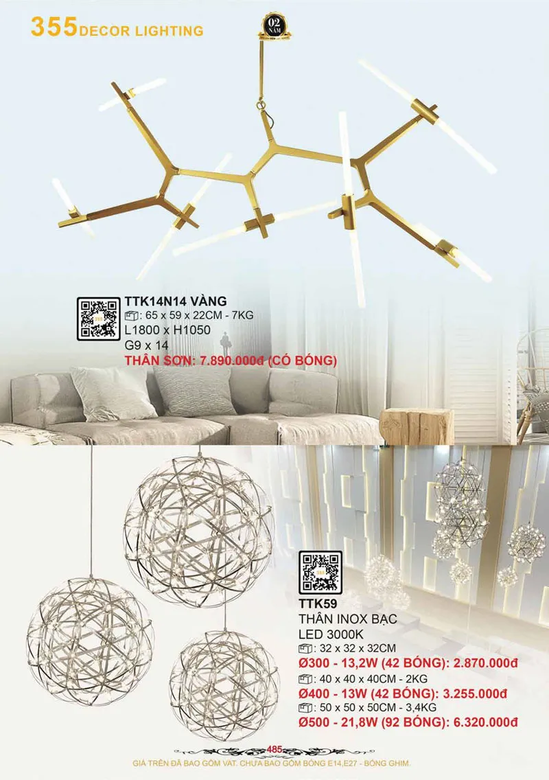 Catalogue Đèn Trang Trí 355 Decor 2026 - Trang 486)