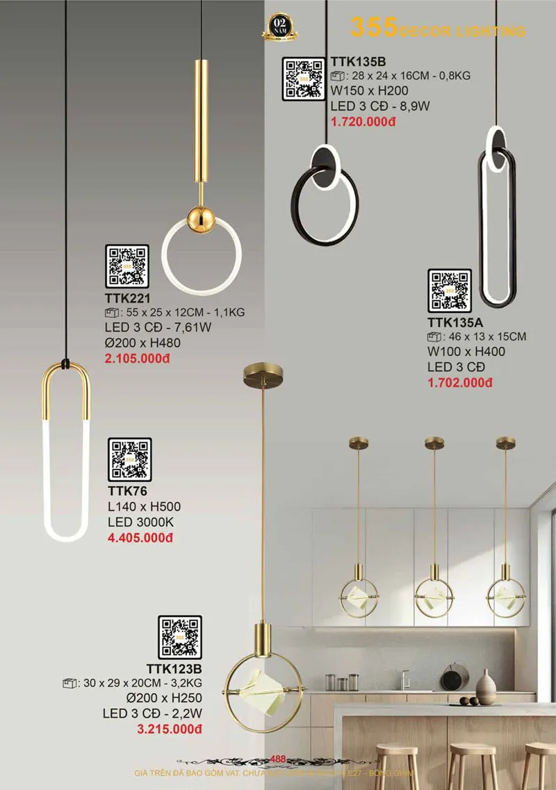 Catalogue Đèn Trang Trí 355 Decor 2026 - Trang 489)