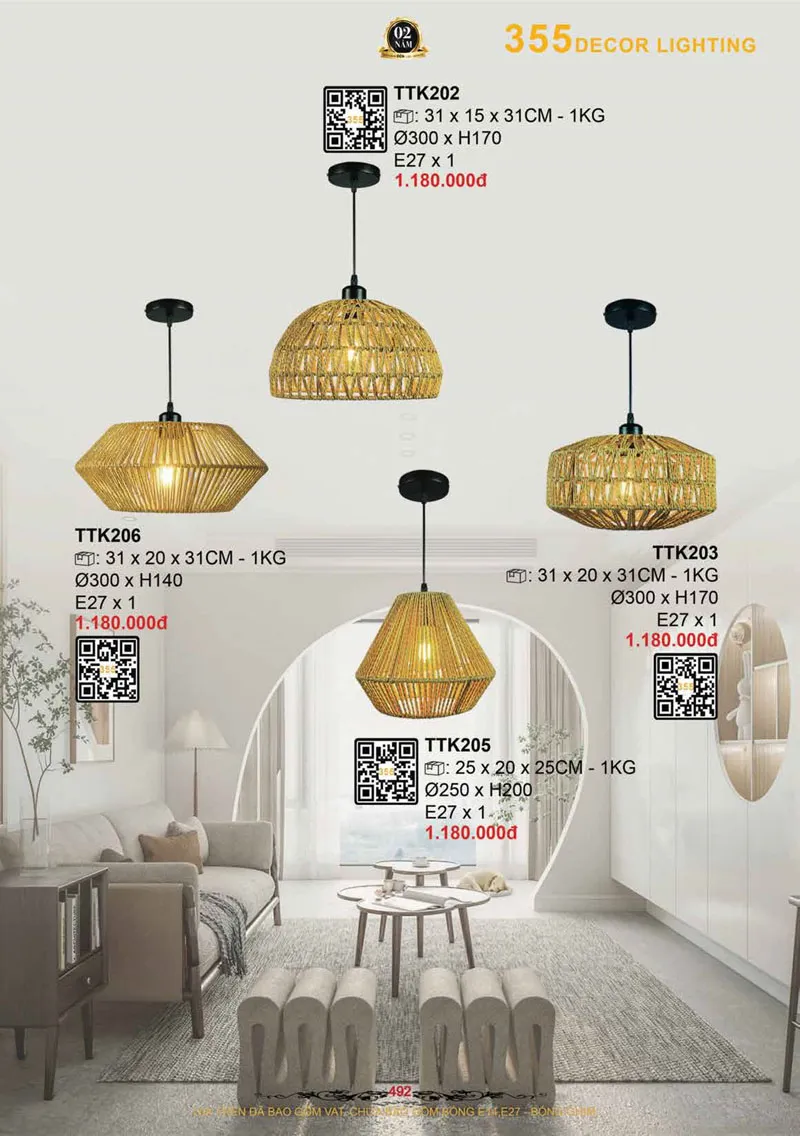 Catalogue Đèn Trang Trí 355 Decor 2026 - Trang 493)