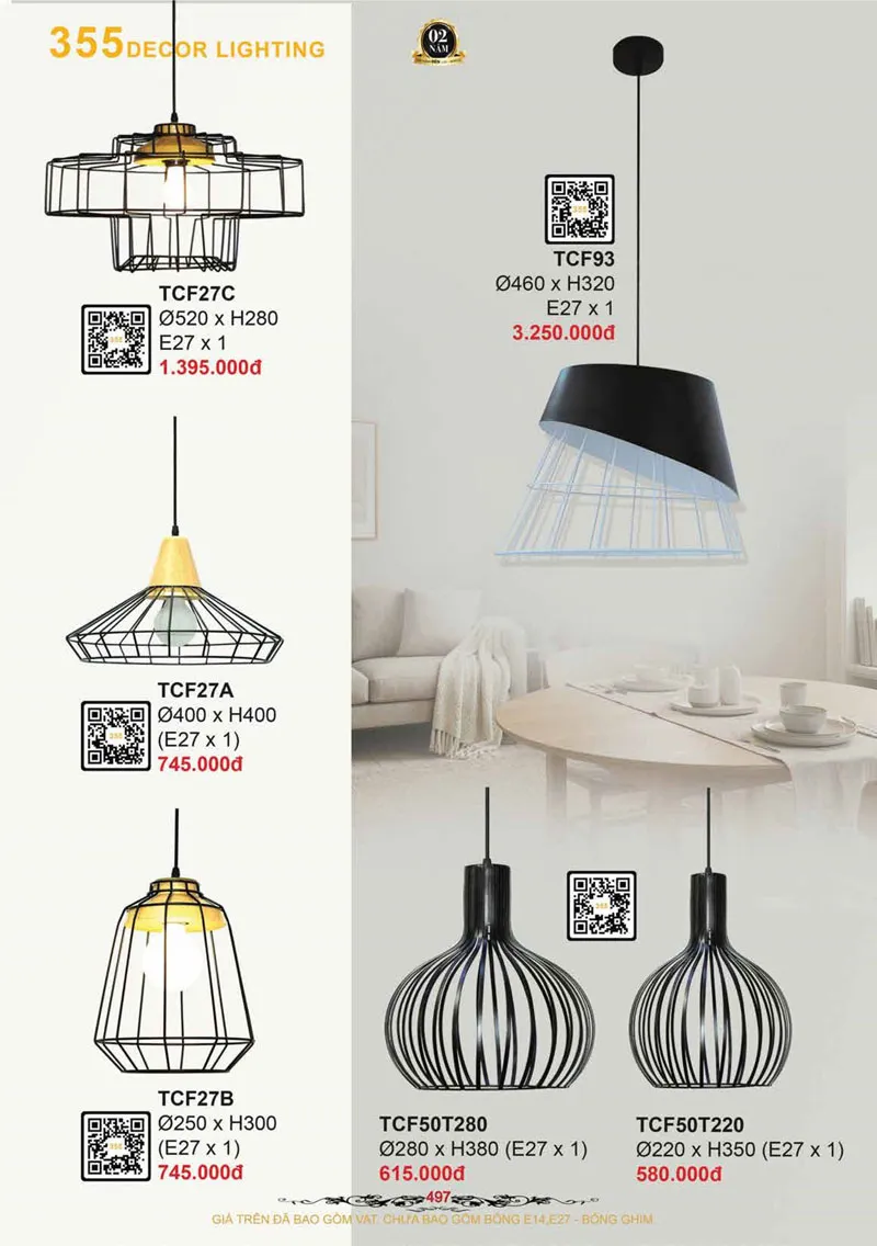 Catalogue Đèn Trang Trí 355 Decor 2026 - Trang 498)