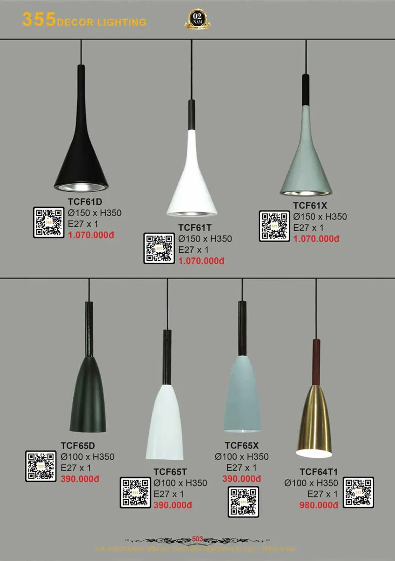 Catalogue Đèn Trang Trí 355 Decor 2026 - Trang 504)