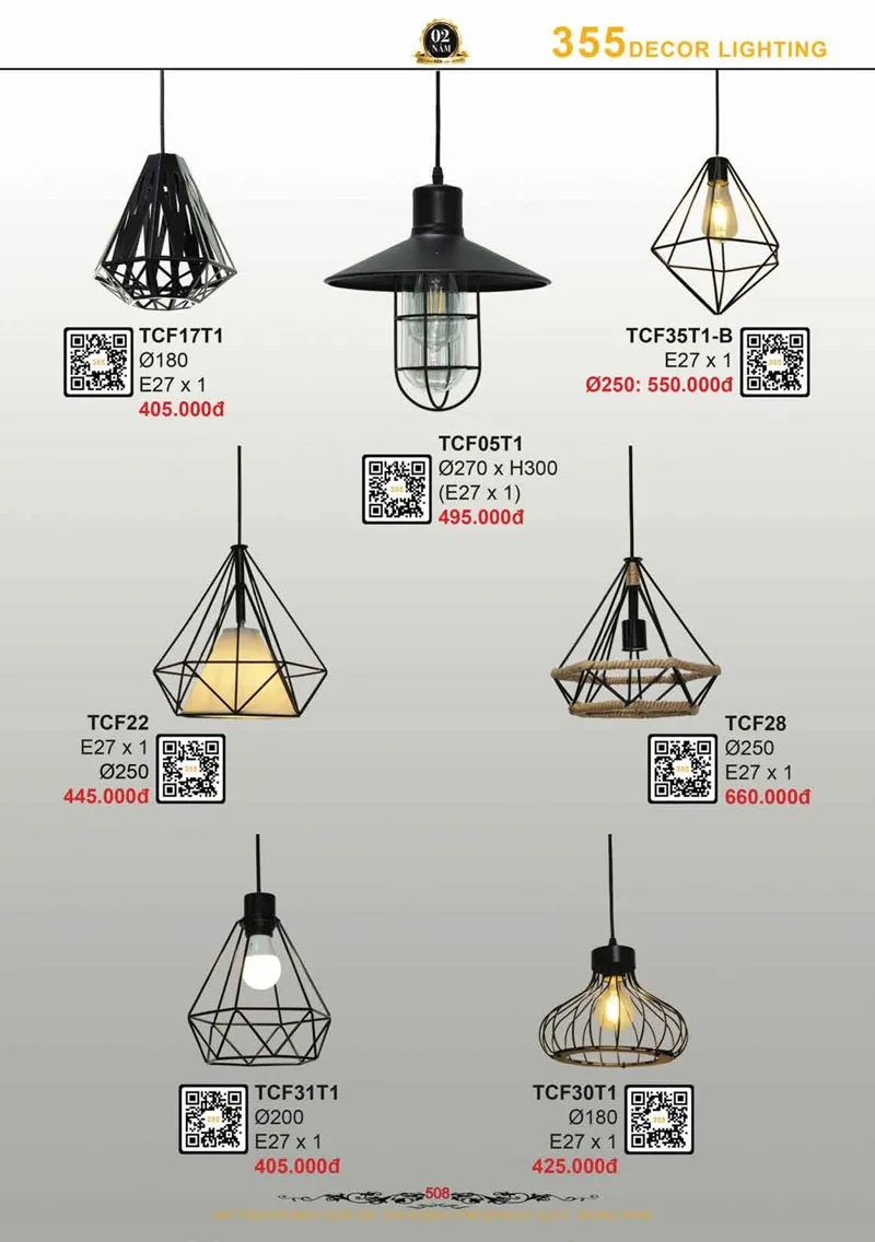 Catalogue Đèn Trang Trí 355 Decor 2026 - Trang 509)