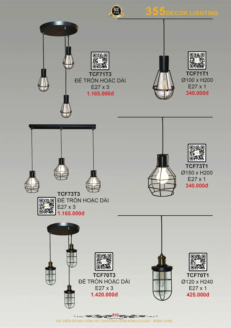 Catalogue Đèn Trang Trí 355 Decor 2026 - Trang 511)