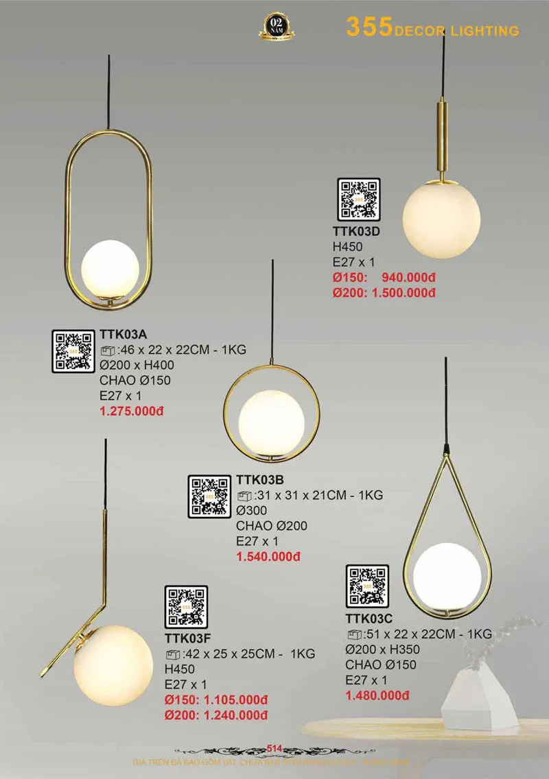 Catalogue Đèn Trang Trí 355 Decor 2026 - Trang 515)