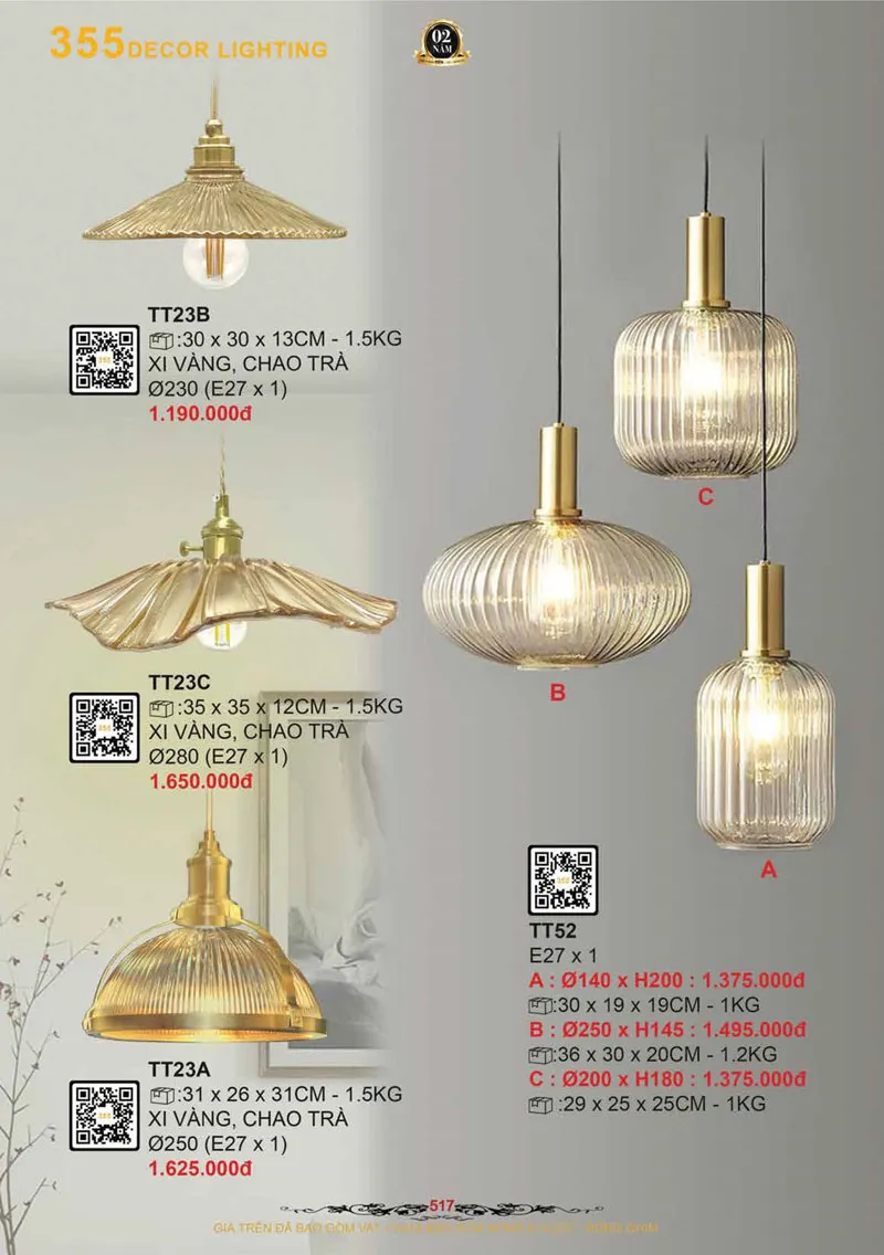 Catalogue Đèn Trang Trí 355 Decor 2026 - Trang 518)