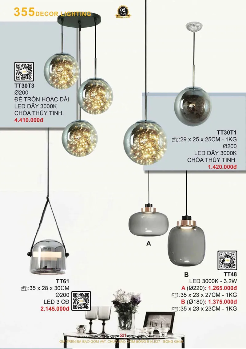 Catalogue Đèn Trang Trí 355 Decor 2026 - Trang 522)