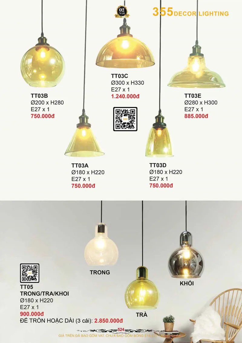 Catalogue Đèn Trang Trí 355 Decor 2026 - Trang 525)