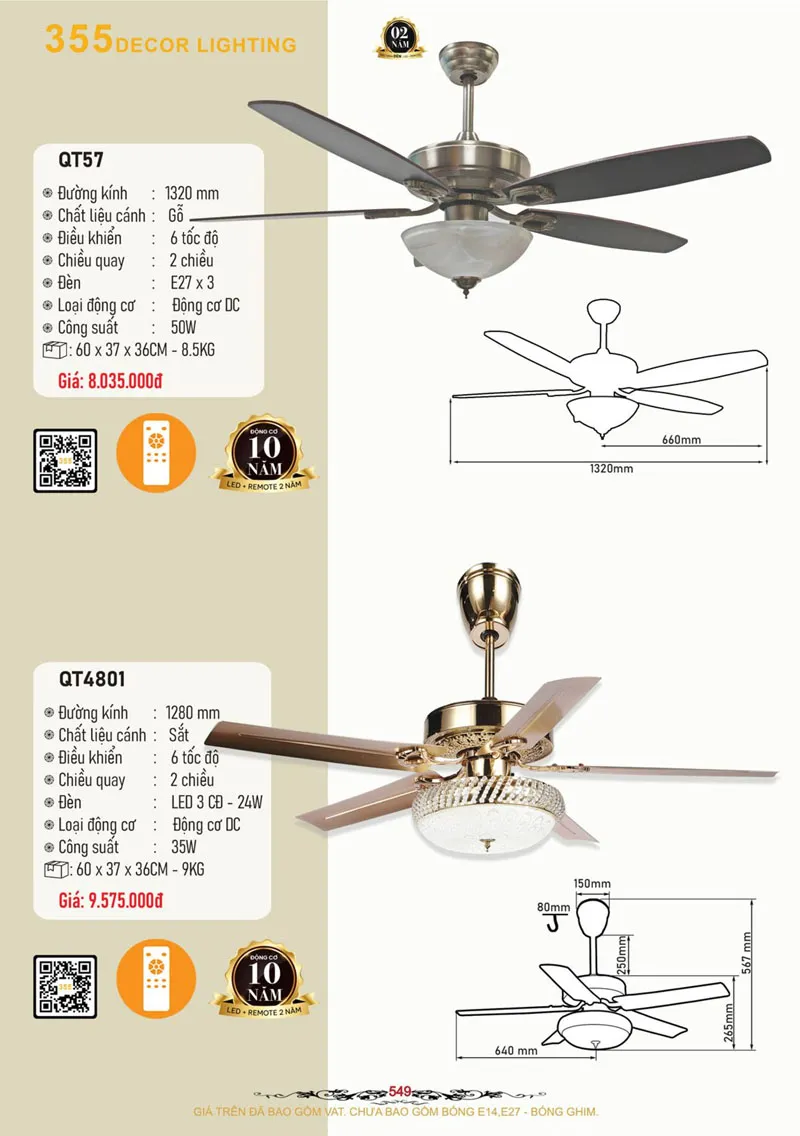 Catalogue Đèn Trang Trí 355 Decor 2026 - Trang 550)