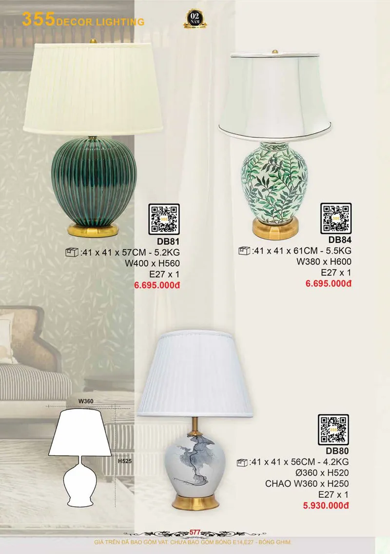Catalogue Đèn Trang Trí 355 Decor 2026 - Trang 578)