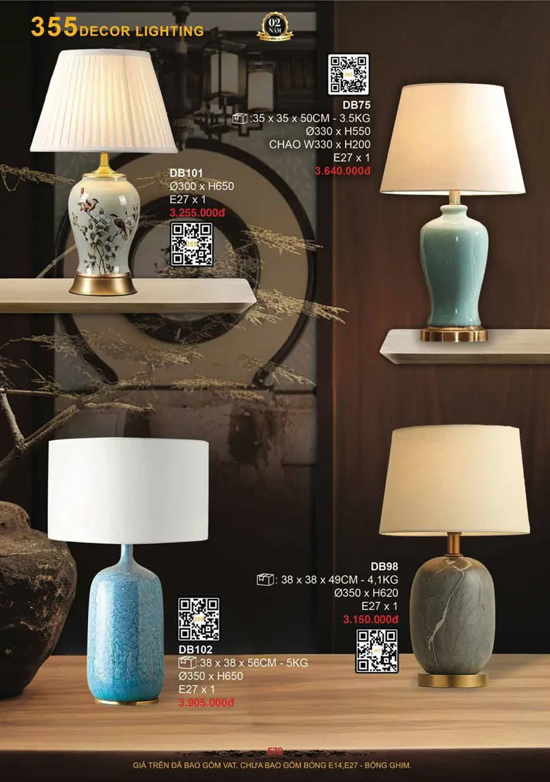 Catalogue Đèn Trang Trí 355 Decor 2026 - Trang 580)