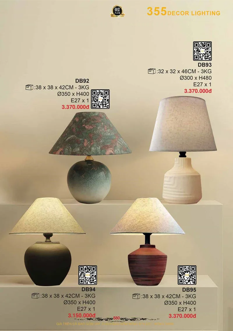 Catalogue Đèn Trang Trí 355 Decor 2026 - Trang 581)