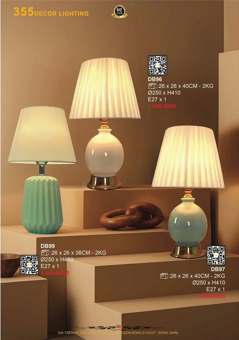 Catalogue Đèn Trang Trí 355 Decor 2026 - Trang 582)