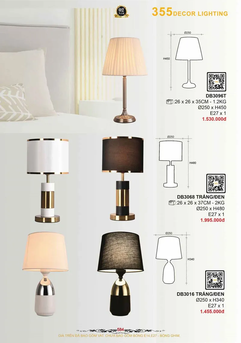 Catalogue Đèn Trang Trí 355 Decor 2026 - Trang 585)