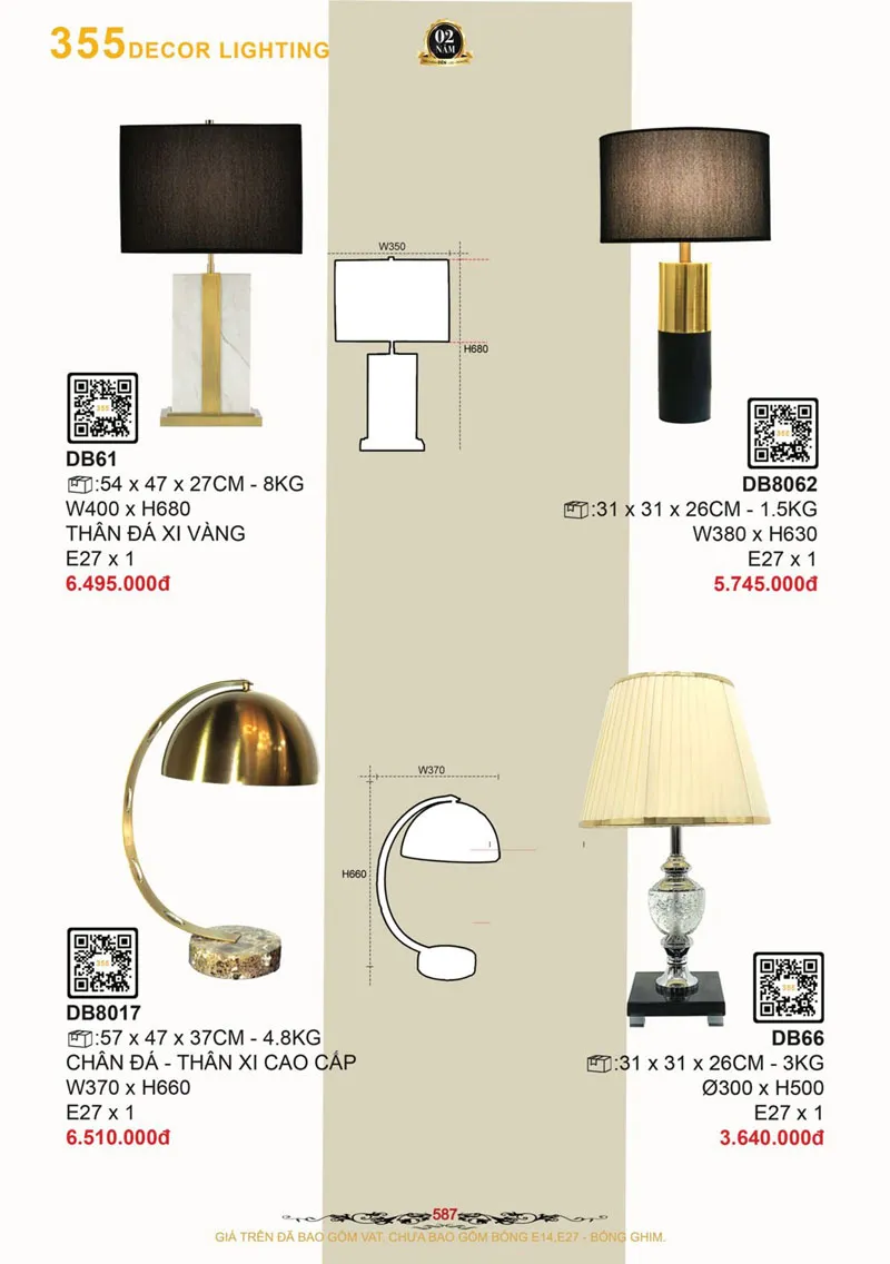 Catalogue Đèn Trang Trí 355 Decor 2026 - Trang 588)