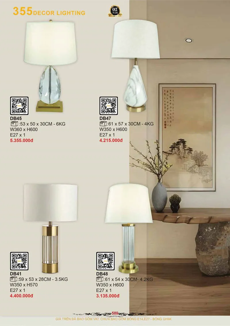 Catalogue Đèn Trang Trí 355 Decor 2026 - Trang 590)