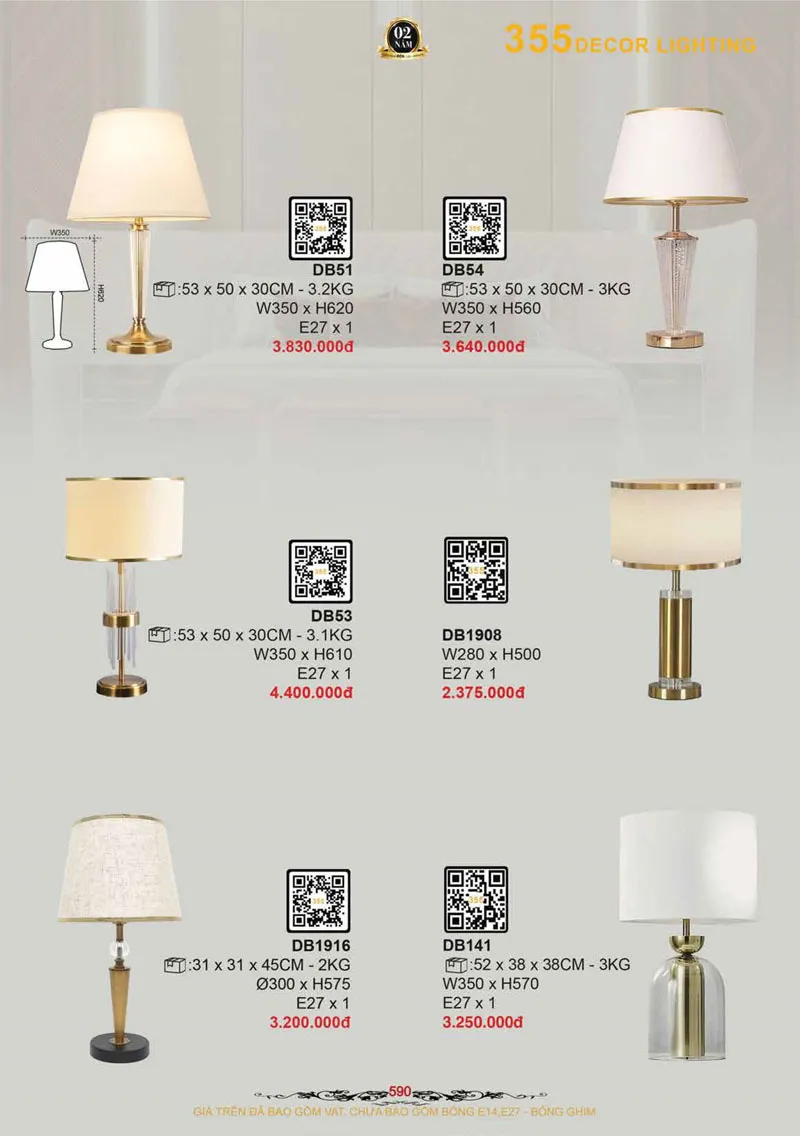 Catalogue Đèn Trang Trí 355 Decor 2026 - Trang 591)