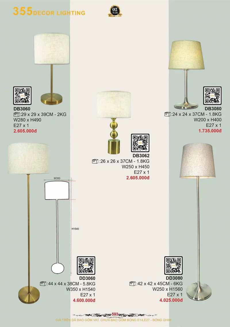 Catalogue Đèn Trang Trí 355 Decor 2026 - Trang 594)