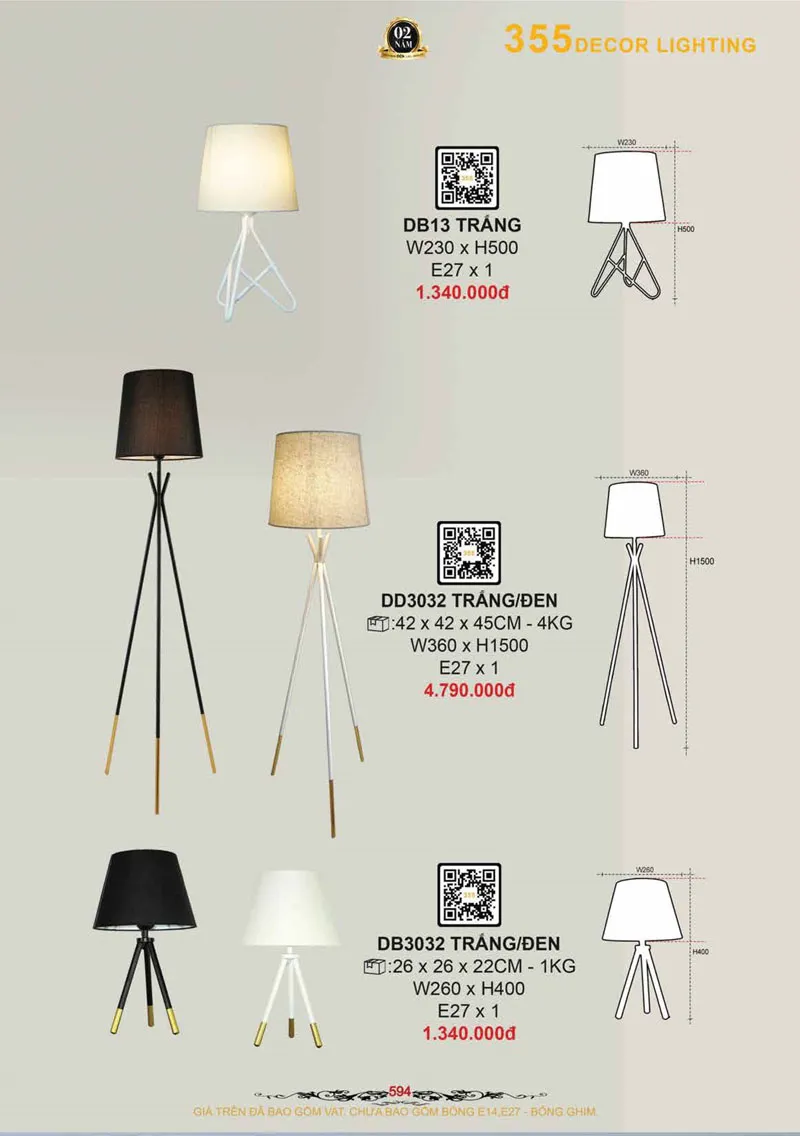 Catalogue Đèn Trang Trí 355 Decor 2026 - Trang 595)