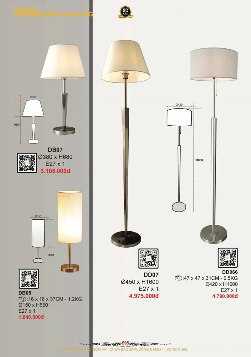 Catalogue Đèn Trang Trí 355 Decor 2026 - Trang 596)