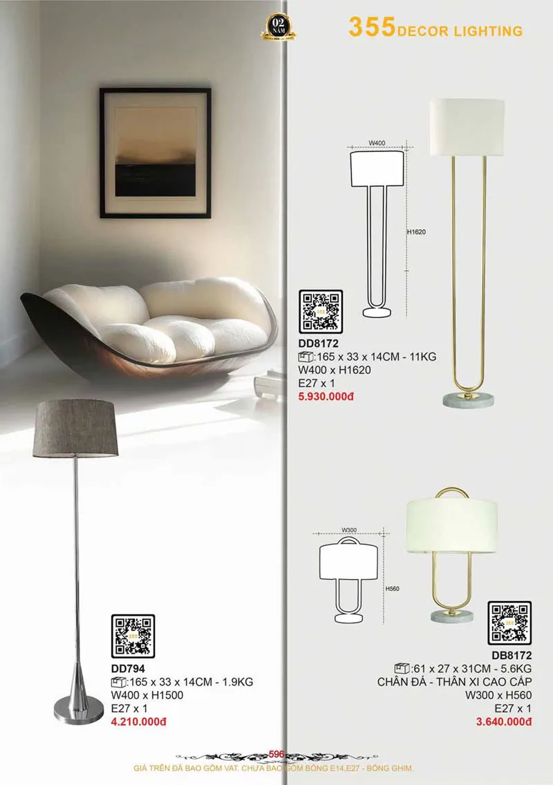 Catalogue Đèn Trang Trí 355 Decor 2026 - Trang 597)