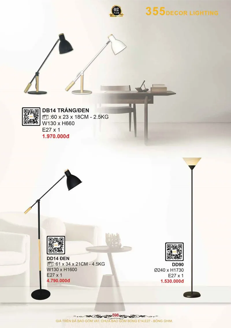 Catalogue Đèn Trang Trí 355 Decor 2026 - Trang 599)