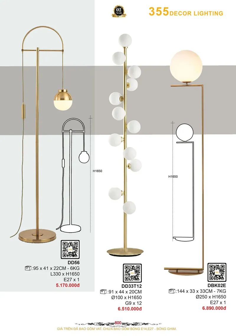 Catalogue Đèn Trang Trí 355 Decor 2026 - Trang 601)