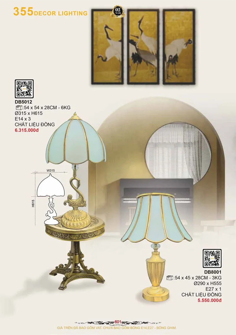 Catalogue Đèn Trang Trí 355 Decor 2026 - Trang 602)