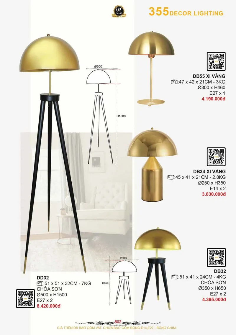 Catalogue Đèn Trang Trí 355 Decor 2026 - Trang 603)
