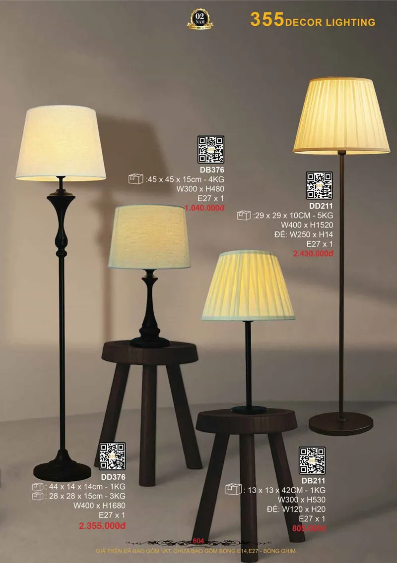 Catalogue Đèn Trang Trí 355 Decor 2026 - Trang 605)