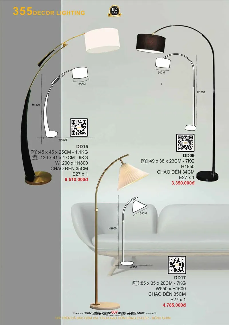Catalogue Đèn Trang Trí 355 Decor 2026 - Trang 608)